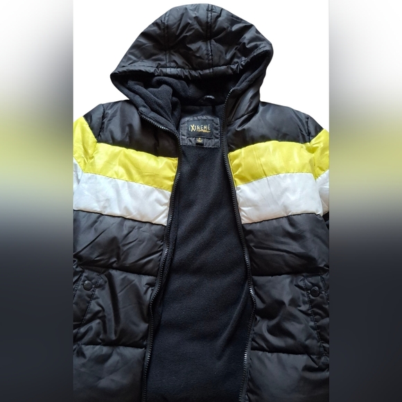Boy fleece hooded puffer jacket windbreaker windcoat size M - Picture 3 of 3